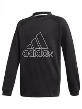 Adidas Boys Training Sweat Crew Neck Top - Black