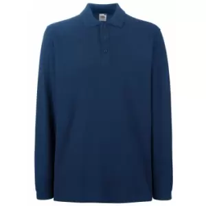 Fruit Of The Loom Mens Premium Long Sleeve Polo Shirt (S) (Navy)