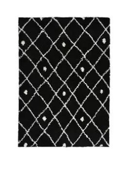 Melrose Textiles Homemaker Black Snug Nomadic Shaggy 120x170cm Rug