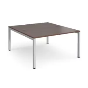 Bench Desk 2 Person Starter Rectangular Desks 1400mm Walnut Tops With Silver Frames 1600mm Depth Connex