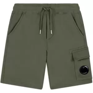 CP COMPANY Boys Lens Fleece Shorts - Green