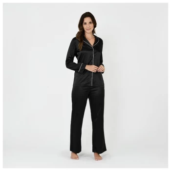 Firetrap Blackseal Satin PJ Set - Black