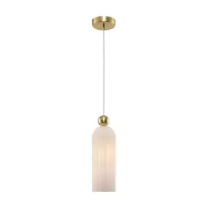 Antic Modern Slim Pendant Ceiling Light Gold, Glass White Shade