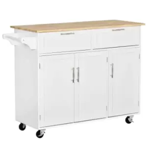 Homcom Kitchen Island Utility Cart, With 2 Storage Drawers - White