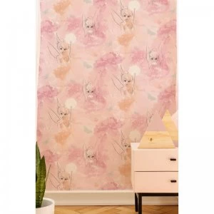 Disney Tinkerbell Watercolour Pink Wallpaper