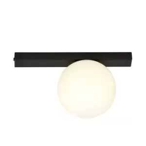 Fit Black Globe Ceiling Light with White Glass Shades, 1x E14