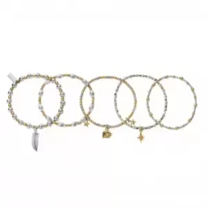 Gold And Silver Lucky Stack Of 5 Bracelets GMBSTA5L