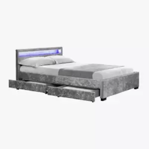 Comet Velvet Silver LED Double Bed