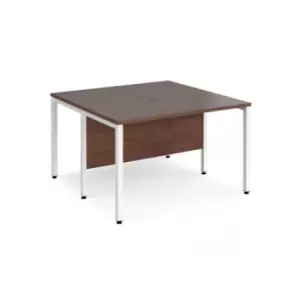 Office Desk 2 Person Rectangular Desk 1200mm Walnut Tops With White Frames 1200mm Depth Maestro 25