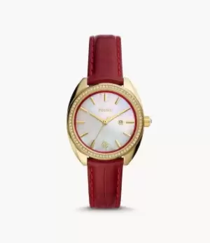 Fossil Women Vale Three-Hand Date Red Leather Watch