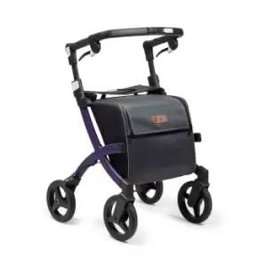 Rollz Flex Lightweight Compact 4 Wheel Rollator Walking Aid with Shopping Bag - Purple