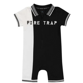 Firetrap Pique Romper Baby Boys - Black/wht