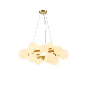 Marshall Circular Ceiling Pendant, 16 Light G9, Satin Gold, Opal Glass