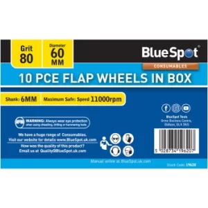 BlueSpot 19620 10 Piece 80 Grit 60MM Flap Wheels In Box