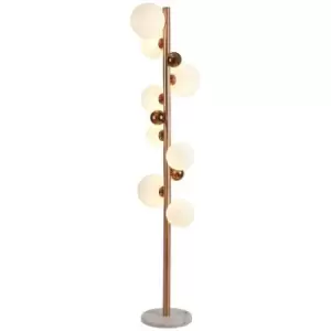 Luminosa Lighting - Floor Lamp, 8 x G9, Antique Copper, Opal & Copper Glass