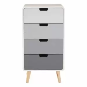 Interiors By Ph 4 Drawer Cabinet White / Grey / Light Grey Pine Wood Legs