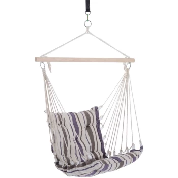 Hammock Rope Cushioned Swing Seat Wooden Cotton Cloth (Brown) - Outsunny