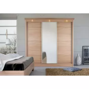 Oslo Sonoma Oak LED Lit 3 Door Sliding Wardrobe with Mirror