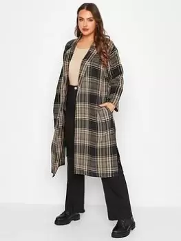 Yours Camel Check Duster, Brown, Size 30-32, Women