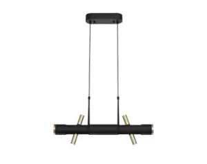 Ceiling Pendant, 4 x 2W LED, 3000K, 1120lm, Sand Black, Gold