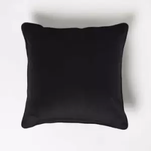 Homescapes - Black Filled Velvet Cushion with Piped Edge 46 x 46cm - Black