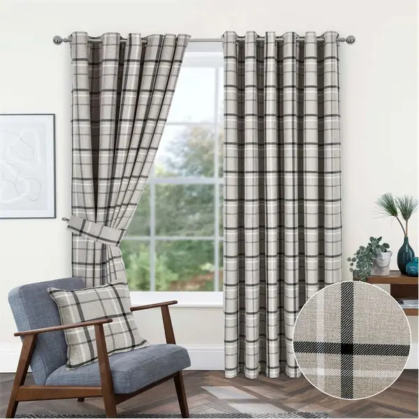 Home Curtains Hudson Woven Check Eyelet Curtains Curtains 45x48 Red 85723508000