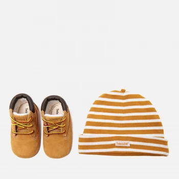 Timberland Babies' Crib Bootie with Hat Gift Set - Wheat - UK 3.5 Baby