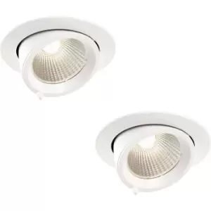 2 PACK Fully Adjustable Ceiling Downlight - 30W Cool White LED - Matt White