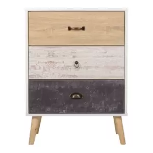 Nordic 3 Drawer Chest White, Black and Brown