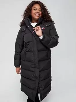 Tommy Jeans Curve Alaska Longline Padded Coat - Black, Size 2XL, Women