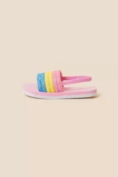 Glitter Stripe Platform Slingback Sliders