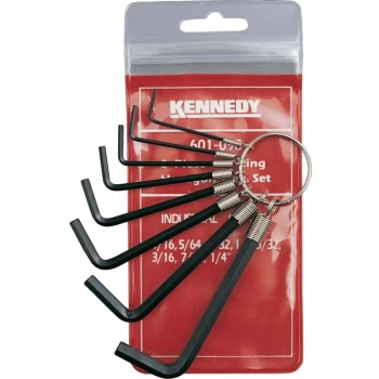 1/16'-1/4' Hexagon Wrench Set On Ring (8-Pce) - Kennedy