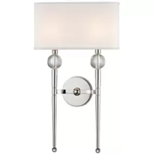 Rockland 2 Light Wall Sconce Polished Nickel, Faux Silk