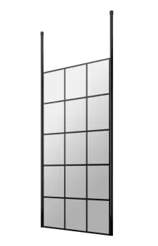 Hudson Reed 800mm Frame Screen With Ceiling Posts - Matt Black