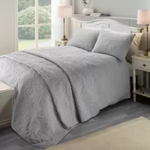 Serene - Luana Pinsonic Stitch Quilted Duvet Cover Set, Silver, Double