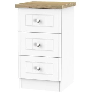 Robert Dyas Wilcox Ready Assembled 3-Drawer Bedside Table - Porcelain Ash