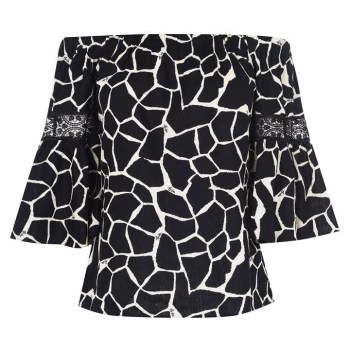 Biba Linen Bardot Top - Giraffe