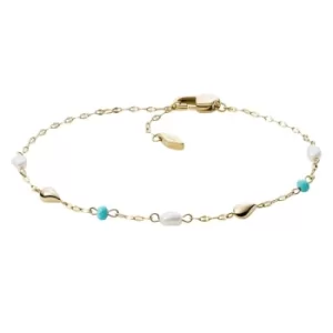 Fossil Tranquil Summer Gold Tone Synthetic Pearl Bracelet