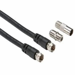 KnightsBridge RG6 Satellite TV Cable with Coupler and Adapter - 2 Meter