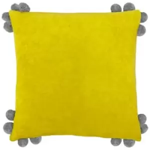 Furn Hoola Pom Pom Cushion Cover (One Size) (Yellow/Grey) - Yellow/Grey