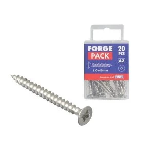 ForgeFix Multi Purpose Pozi Compatible Screw CSK ST S/Steel 4.0 x 30mm Forge Pack 30