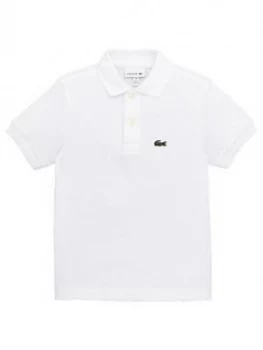 Lacoste Boys Classic Short Sleeve Pique Polo Shirt - White, Size 12 Years