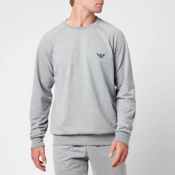 Emporio Armani All Over Logo Terry Sweatshirt Grey Melange Size M Men