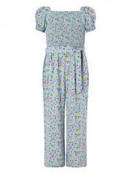 Monsoon Girls Hester Ditsy Jumpsuit - Blue, Size 11 Years, Women