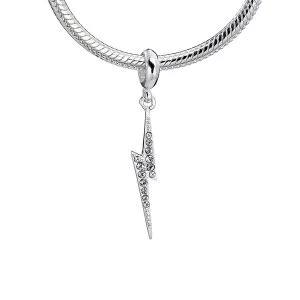 Harry Potter Sterling Silver Lightning Bolt Slider Charm with Swarovski Crystal Elements