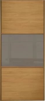 Wickes Sliding Wardrobe Door Wideline Oak Panel and Cappuccino Glass - 2220 x 762mm