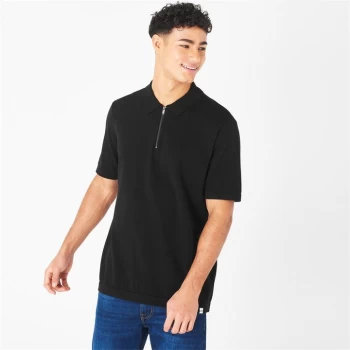 Jack Wills Knit Polo Shirt - Black