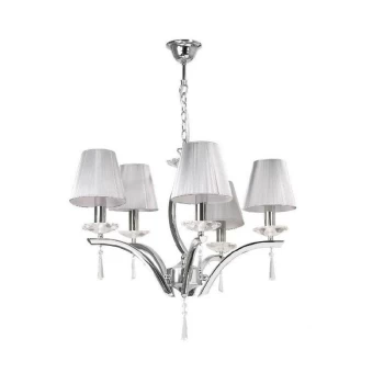 Fan Europe Lighting - Fan Europe ORCHESTRA 5 Light Chandeliers with Shades Chrome, K9 Crystals With Fabric 60x50cm