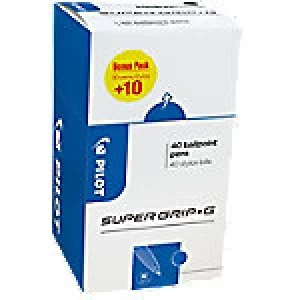 Pilot Super Grip G Ballpoint Pen Medium 0.3mm Blue Pack of 40