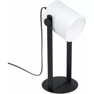 Adjustable Table Lamp Desk Light Black & White Fabric Shade 1 x 28W E27 Bulb